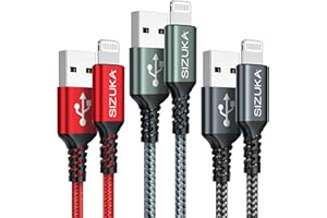 SIZUKA Kabel do ładowania iPhone'a, kabel Lightning [3Pack 2M] Kabel do szybkiego ładowania iPhone'a z certyfikatem MFi Nylonowy kabel USB Lightning do iPhone 14 13 12 11 Pro/Pro Max, XR XS Max X, 8