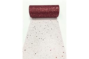 CAIIBTNTGB 15cm x 22,8m paillettes tulle tessuto rotolo esagono paillettes tessuto rete bobina tutù gonna Bady doccia festa di nozze decorazione di compleanno (Borgogna)