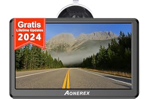 Aonerex Sat Nav 7 Inch Touch Screen with 2024 UK EU Maps (FREE Lifetime Updates), Speed Cam Alerts, Lane Assist, 16GB Memory, POI Search, GPS Navigation for Car, Truck, HGV, Motorhome
