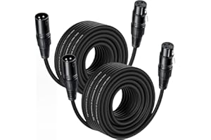 NUOSIYA Cavo XLR Bilanciato, 2 pacchi Cavo per microfono, Cavo da XLR 3 pin maschio a femmina, per registratore da studio, microfono, mixer, sistema di altoparlanti, alimentazione phantom(15m)