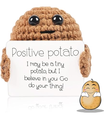 Bambola Di Patata In Lana Lavorata A Maglia - Pocket Hug Motivazionale, Regalo Creativo - Foto 3