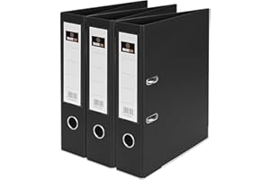Vabe UK a4 Folder - Lever Arch Folders – Premium Quality for Protection of All Your Documents - Holds Up to 550 sheets of A4 80gsm Papers – Ideal for Home, Schools and Office Use(Pack of 3). (Black)