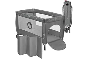 LIONELO Stefi Plus łóżeczko turystyczne 2 w 1 do 15 kg, łóżko dziecięce z materacem, boczne wejście z zamkiem błyskawicznym, wysokiej jakości materac piankowy, szybkie składanie