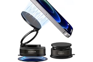 Car Phone Holder for Magsafe, Strong 3800gf Magnetic Car Mobile Holder with Vacuum Suction Base & 360° Rotating Metal Arm for iPhone 17/16/15/14/13 Series & Android Universal Phone Mount