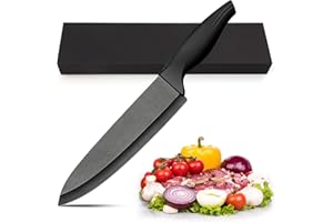 LinStyle Couteau Ceramique, 18 cm Lame Céramique Couteau Cuisine, Couteau de Chef avec Manche Ergonomique, Couteaux et Ustensiles de Cuisine pour Couper Fruits Légumes Viande, Noir