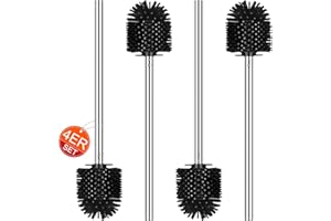 ‎EINESIN EINESIN 4 Stück klobürste Silikon, WC-Bürste Toilettenbürste Klobürsten Ersatz-Bürste mit Edelstahlstiel, Ø 7 cm, Schwarz