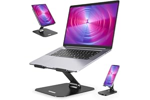 JIAWEN Laptop Stand - Ergonomic Aluminum Laptop Riser for Desk, Adjustable Multi-Height/Size Notebook Stand with Heat-Vent, Portable Holder Compatible with MacBook Air/Pro, More Laptops (10-15.6'')
