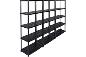 KREHER Avantage Lot de 3 Pack : Étagère à douille en plastique avec 5 étages solide, charge jusqu'à 30 kg/sol. Dimensions en cm Pro Étagère : 71 x 38 x 171 cm
