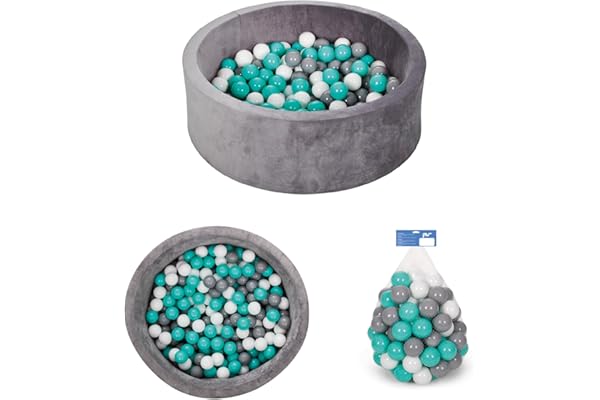 MS BabyWorld – Piscine à balles ronde en mousse pour bébé avec +100 balles | Piscine sensorielle rembourrée | Aire de jeux pour tout-petits | Douce au toucher | Idéale pour l’intérieur