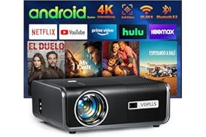 Videoprojecteur【Applications intégrées & Auto Focus/Keystone】 Projecteur Video 4K Supporté, 23000L Projecteur WiFi 6 Bluetooth Full HD 1080P, VOPLLS Retroprojecteur 300'' Home Cinéma pour HDMI/USB/PS5