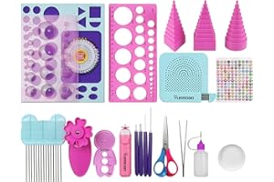 YURROAD 19pcs Beginners Paper Quilling Tools Kit Electric Slotted Quilling Pen Template Board Curling Coach Crimper Comb Filigrana Tools Set