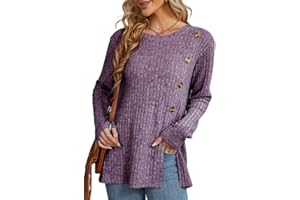 Xpenyo damskie topy z długim rękawem lekkie swetry damskie z guzikami z rozcięciem z przodu