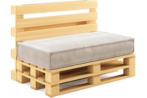 chilly pilley® Coussin de Palette Coussinets de Palette en Corde pour palettes UE - Housse Amovible - Coussin d'assise - Coussin de Dossier (Coussin d'assise 120x80, crème)