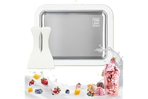Shyllin Eisplatte zum Eis Machen, Kommt mit 2 Spateln Ice Cream Machine, Ice Rolls Maschine, Eisenrollmaschine aus Edelstahl (White, 1)