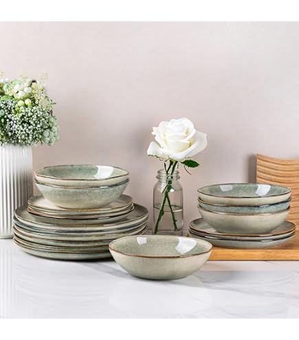 AmorArc Keramikteller-Set 6-tlg. – Handgefertigt, 21,6 Cm Ø, Reaktive Glasur – Mikrowellen- & Spülmaschinenfest