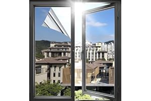 GJIE One Way Window Film Sun Blocker UV Window Film Blackout Window Tint Film Mirror Effect Film Conservatory Roof Covering Solar Film Static Cling (Black Silver, 30x200 cm)