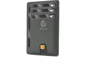 PIRNA Smukły portfel dla mężczyzn, minimalistyczny, blokujący RFID, lekki portfel na karty z pudełkiem prezentowym, Szary pistolet, Minimalistyczny