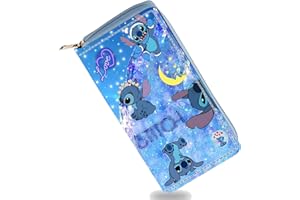 PYTRARTY Billetera Pequeña Stitch Mujeres,Monedero Stitch Mujeres,Billetera Corta Stitch Cuero Cabritos,Regalo Navidad Cumpleaños Ventiladores Muchacho de los Cabritos