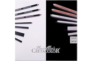CRETACOLOR CRETA COLOR Künstlerset Black & White Box 25teilige Holzkassette - wichtigste Schwarz-Weiß Produkte samt Accessoires