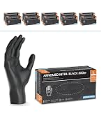 Gants Nitrile Taille M, Gant Nitrile Noir, 100 Pièces/Boîte, 17,14
