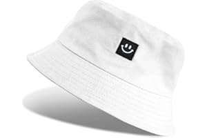 Voqeen Sombrero de Pescador, Sombrero de Cubo para Mujer Cara Sonriente para Hombres Mujeres Pesca Unisex Gorra de Playa al Aire Libre 56-58cm