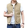 AIEOE Men's Outdoor Workout Vest Lightweight Travel Photo Vest Sleeveless Jacket with Pockets
