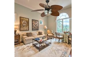 Futchoy Ventilateur de plafond LED rétro avec lumière et télécommande, 52 pouces, E27, créatif, vintage, lampe de plafond, fonction avant et arrière