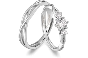 ANAZOZ Bague de Fiançailles Homme Femme 2PCS Gravée I Love You, Bague Réglable en Argent 925 Anneau Infini en Forme de Bouquet Orné d'Oxydes de Zirconium Scintillantes