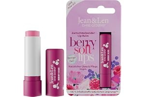 Jean & Len Lip Balm Bär, vegan, 4,7 g | Skyddar läpphuden mot uttorkning, med naturliga vaxer & bärdoft, smältande mjuk, utan palm- & mineralolja