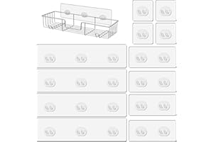 Dreamark Dusch-Klebehaken Ohne Bohren, 12 Stück Starke Transparente Klebehaken Wasserdicht für Duschregal, Seifenhalter, Badregal & Eckregal in der Küche- Keine Löcher für Küche & Bad