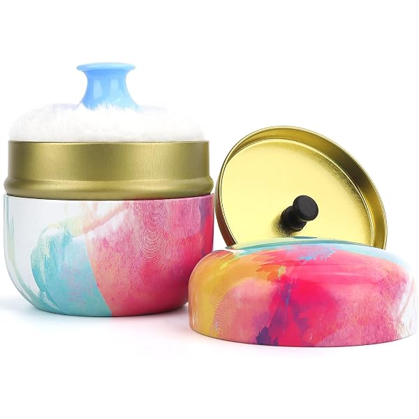 Poudrier Compact Avec Houppette – Boîte à Poudre Corporelle Métallique Et Pratique Pour Le Maquillage Nomade