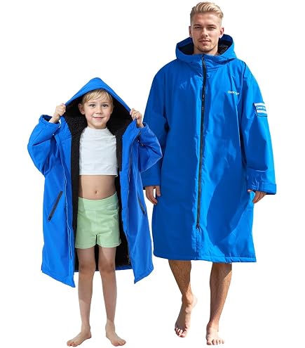 Owntop Cappotto Avvolgente Impermeabile Unisex Asciugatura Rapida Con Cappuccio Per Spiaggia, Surf E Piscina - 3