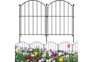 ANAMPION Valla de jardín, total 330cm largo x 43cm alto,10 elementos de valla metal,11 barras de fijación,Valla Decorativa de Jardín,para barrera animales,Exteriores,Flores,conejo,perro,patio(Arco）