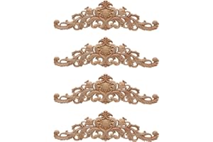 Liwein 4 Pièces Bois Sculpté Mural de Décoration d'Angle Non Peinte à Décorer des Meubles 30 * 8.5 cm (007)