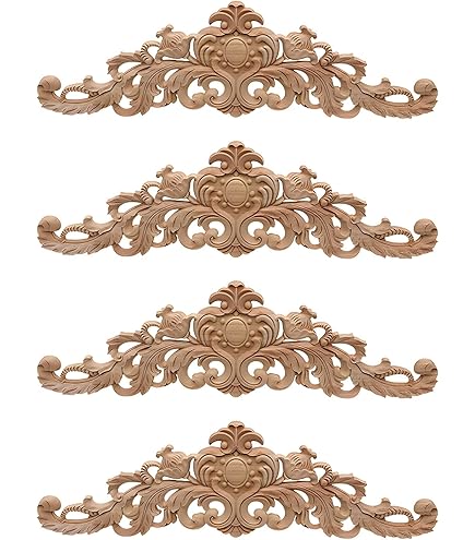 10x4.5x1.7 Cm Estilo Europeo Sin Pintar Madera Tallada Onlay
