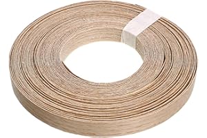 Skelang Wood Veneer Edging Tape, Pre-Glued Red Oak Veneer Edging Strip, Iron-on Adhesive Edging Tape for Shelf, Wardrobe, Door Frame, Desktop, 19mm×15m
