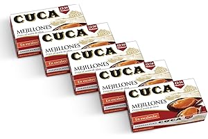 Mejillones Cuca en escabeche 12/16 piezas tamaño mediano, 1 pack de 5 latas de 115gr