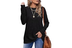 Jescakoo Damen Pullover Casual Rundhals Langarmshirt Leichtes Herbst Strickpullover Winer Oberteile