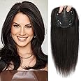SEA SINGING Human Hair Toppers for Women Real Hair Topper with Thinning Hair 120% Density Round Shaped Swiss Base Clip in Fringe Human Hair Topper Top Hair Pieces 40g-Dark Brown(12inch, 2#)…