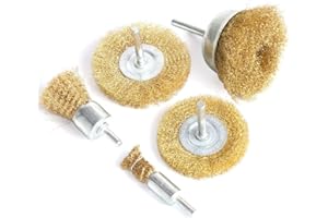 FPPO Brass Wire Wheel Brush Kit for Drill,Crimped Cup Brush with 1/4-Inch Shank,0.13mm True Brass Wire,Soft Enough to Cleaning or Deburring with no Scrach