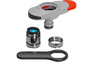 Gardena Raccord pour robinets d’Eau intérieurs Raccord pour robinets d’Eau intérieurs, Adaptateur pour tête à Jet aéré INCL., clé pour Insertion Facile, pour Cuisine et Salle de Bain (18210-20)