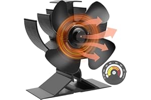 WYRJXYB Wood Stove Fan Small, Upgrade 4 Blade Heat Powered Stove Fans Log Burner Fan with Thermometer for Wood Burning Stove-Silent Eco Mini Fire Fan for Wood Burner/Log Burner/Fireplace Accessories