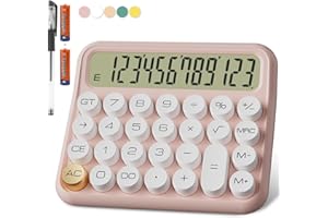Calcolatrice Da Tavolo Per Ufficio, DECKLIT Batteria Calcolatrice Grande Universitaria a 12 Cifre, Ampio Display Chiaro, Grandi Pulsanti Facili da Premere(Rosa)