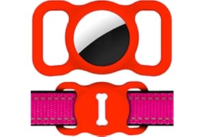 DLENP Air Tag Case for Apple Tag, Protective Cat Dog Collar Airtags Holder, Silicone AirTag GPS Tracking Accessories, Air Tags with Bone Pattern 1 Pack(Red)