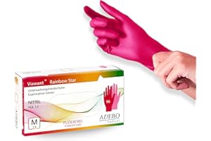 Viawant – Passgenaue Nitril Rainbow Star Einmalhandschuhe 96 Stück in M | Einweghandschuhe für Medizin, Lebensmittel, Haushalt uvm. | Nitrilhandschuhe puderfrei & latexfrei