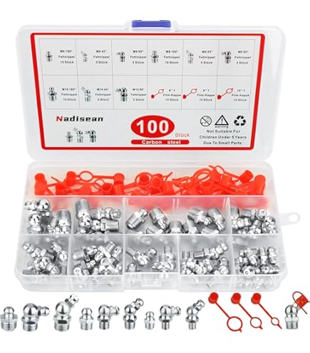 170-tlg. Schmiernippel Set - M6 M8 M10 In 45° 90° 180°, Vernickelt