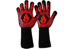 SALVERIA Gant Four Anti Chaleur Gant cheminee Anti feu Résistant jusqu'a 800°C 1472°F Certification EN407 pour la Protection Contre Les Risques Thermiques Gants Four Anti Chaleur Barbecue