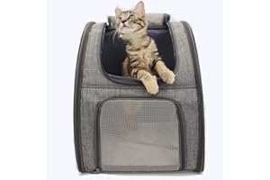 KIEPOAR Mochila Transportín para Mascotas Gatos Perros Pequeños 7kg, Transportador Grande Transpirable de Malla Bien Ventilado para Viaje, Aprobada por Aerolínea, con Correa de Seguridad y Estera Extraíble