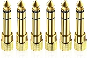 PENNLE 6 Pack Adaptador Audio Jack 3.5 Hembra a 6.3 Macho, Clavija a Mini Jack, Adaptador de Amplificador de Auriculares de 6,3 3,5 Compatible Con Piano, Teclado de Guitarra, Mezclador de Audio