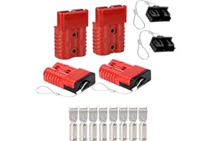 HISports Lot de 4 connecteurs de batterie à connexion rapide 175 A 1/0 12-36 V - Câble de pontage rapide - Kit de récupération pour voitures, VTT, élévateurs, moteurs, remorques, rouges